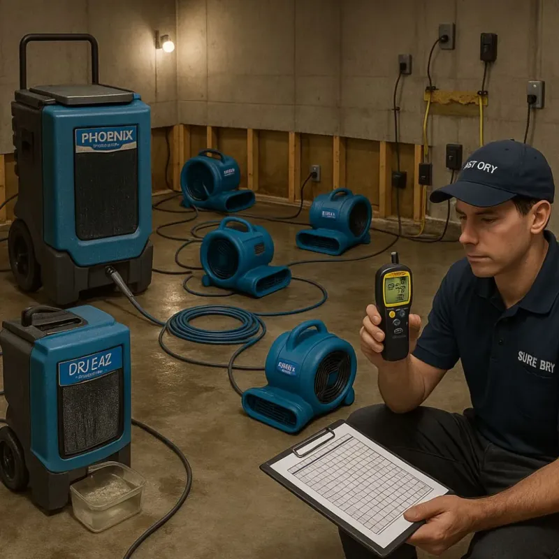 Structural Drying and Dehumidification process in Laguna Heights, TX